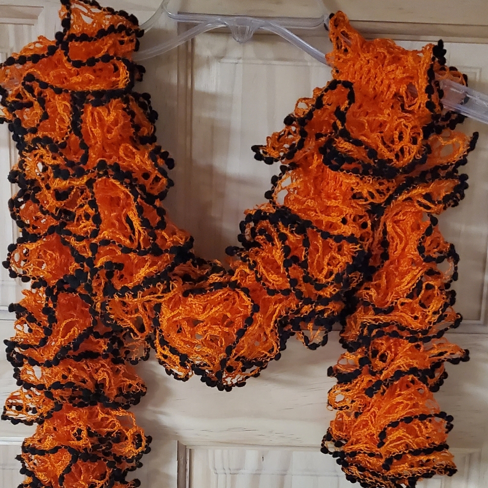 Handmade Ruffle Scarf ~ Orange